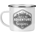 And So The Adventure Begins Mug – Enamel Camping Coffee Cup for Outdoor Lovers